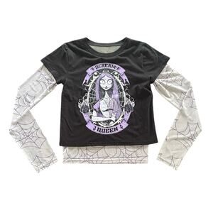 Disney Nightmare Before Christmas Sally‎ Scream Queen Black Shirt Women's Sz Med